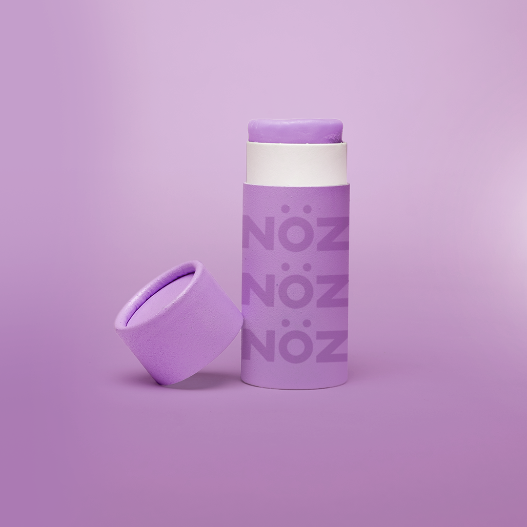 Purple Cardboard Containter of NöZ Reef Safe Sunscreen